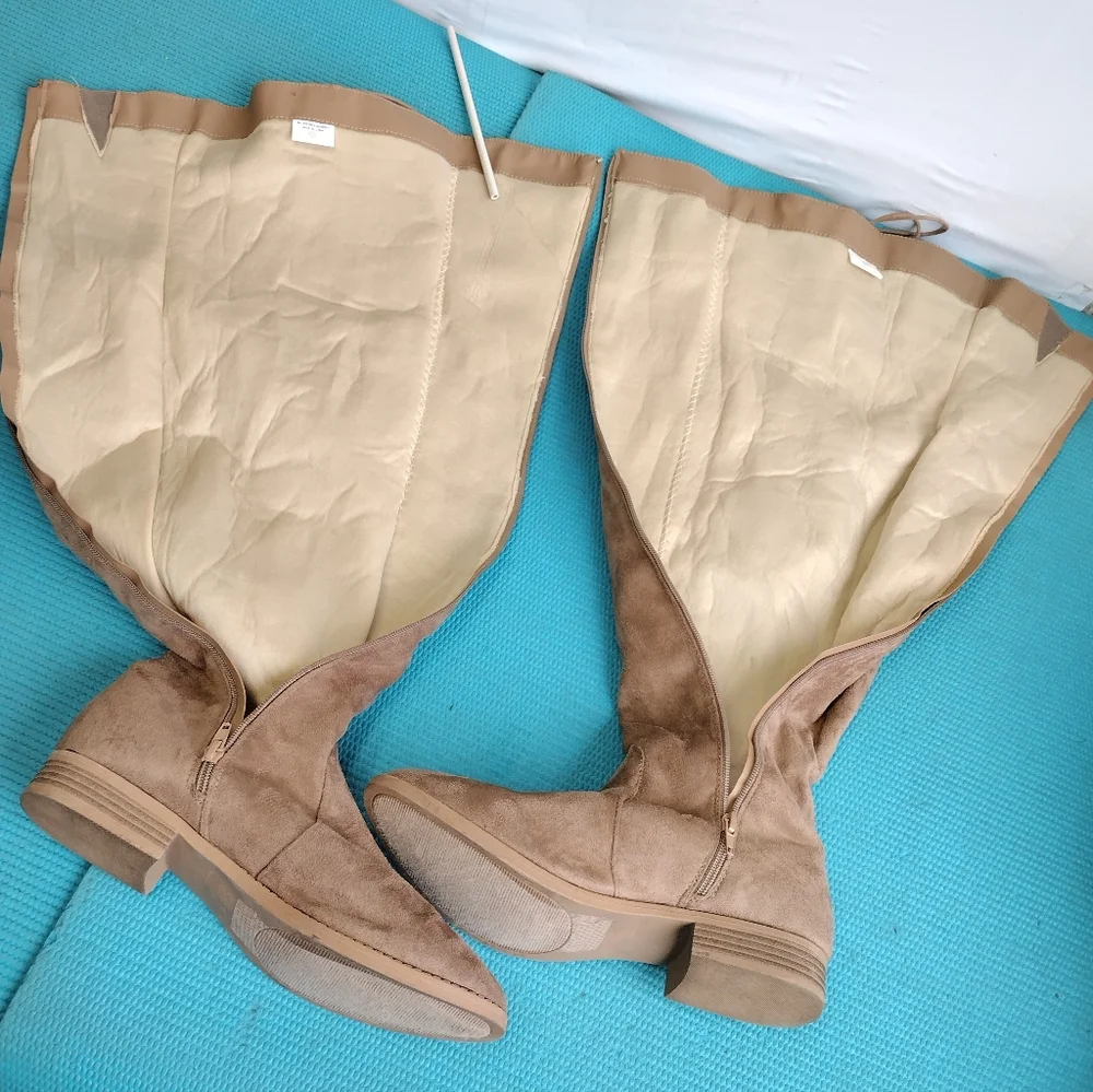 Bonnibel Lace-Up Faux Suede Over The Knee Boots Side Zip Sz 11